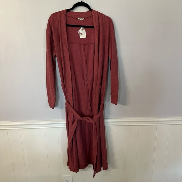 Free People Intimately Womens Long Sleeve Wrap Duster Cardigan in Wine Sz XS NWT - Picture 2 of 8
